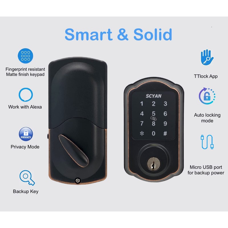 Smart Deadbolt Lock, SCYAN D1 Deadbolt with Touchscreen Keypad, Keyless