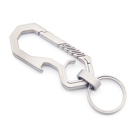 FEGVE チタン製キーチェーン クイックリリース キーホルダー ウエスト吊り下げバックル EDCツール 男女兼用 (グレー)