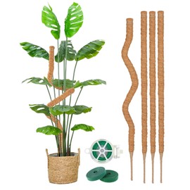 4 Pack Moss Pole, 27 Inch Bendable Moss Pole for Plants Monstera, Moss Poles for Climbing Plants Indoor, Coir Plant Pole Sticks Support Stakes for Potted Plants, Pothos, Philodendron