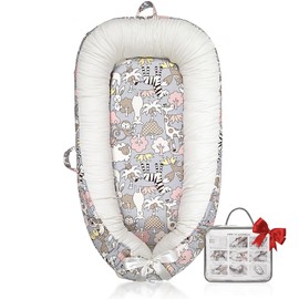 Baby Lounger | Organic Cotton Infant Lounger | Reversible, Adjustable & Portable Floor Lounger | Soft, Breathable, Washable Cover | Sheep Monkey