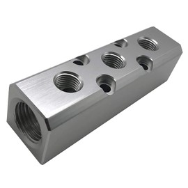 XMHF 3 Way Pneumatic Manifold Air Distribution Block, Compressed Air Manifold Pneumatic Block, Air Coupler Fast Connector for Pneumatic Air Compressor