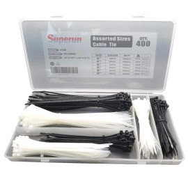 Superun Zip Tie Kit 400 Pack Zip Ties Assorted Sizes 4 Inch 6 Inch 8 Inch Mix Pack In Bl