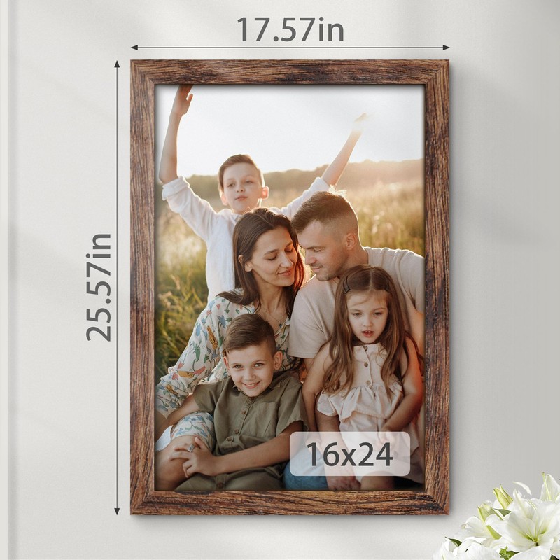 Fisnish 16x24 Picture Frame, Classic Brown 16 x 24 Poster