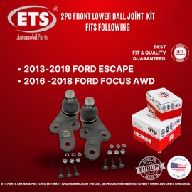 ETS 2Pc Front Lower Ball Joint Kit K500346, K500347 Fits 2016-2018 Ford Focus AWD, 2013-2019 Ford Escape - Made in Europe
