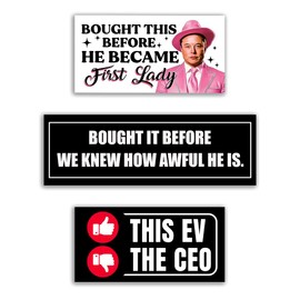 BAVAHA Bought It Before We Knew How Awful He is Bumper Sticker Funny Political Bumper Sticker Electric Car Owners Gag Gifts Adult Humor Car Decal Vinyl for Truck Vehicle Windows