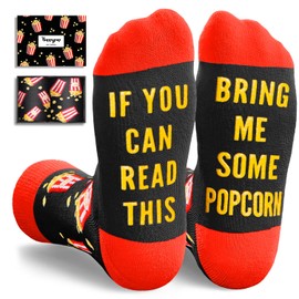 HAPPYPOP Popcorn Gift Ideas Socks for Women - If You Can Read This Funny Socks, Novelty Gifts for Men Teen Girls and Boys, Christmas Stocking Stuffers