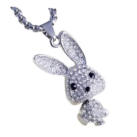 CrownOfRibbons Silver Crystal Rabbit Necklace Pendant, Beautiful Jewellery for Women