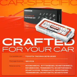 A-Premium 120 PCS (12 Sizes) Car Retainer Clips Kit Compatible with Toyota Tacoma 2016-2023 Bumper Seal Strip Wheel Opening Molding Auto Push Pin Plastic Rivet Fastener Replacement Set, w/Removal Tool