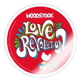 Spreadshirt Woodstock Badge Love Revolution Sticker, 10 x 10 cm, Transparent Gloss