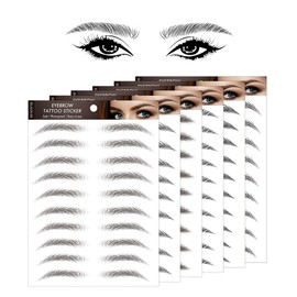 Jagowa 6 Sheets 4D Hair-Like Eyebrow Tattoos Stickers Waterproof Temporary Eyebrows Tattoo Eyes Brows Practice Transfers Sticker for Women Girls Beauty Beginners (Black), 1.0 count