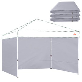 JANCANOPY Canopy Tent Gazebo Sidewalls for 10x10 Pop Up Canopy 99% UV Protection, Waterproof, 3 Pcs Sidewalls Only,(Light Gray)