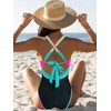 popvil One Piece Swimsuit Women Tummy Control Bathing Suit Neon