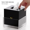 Acrylic Tissue Box Modern Square Tissue Box Cover with Two-Tier