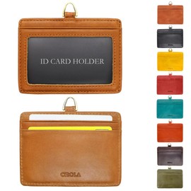 CIBOLA Luxury Cowhide Leather ID Card Holder, Genuine Leather, Horizontal Type, Employee ID Case, Leather, Men's, Women's, ID Holder, Commuter Pass Examination Ticket, Card Storage, Commuter Commuting