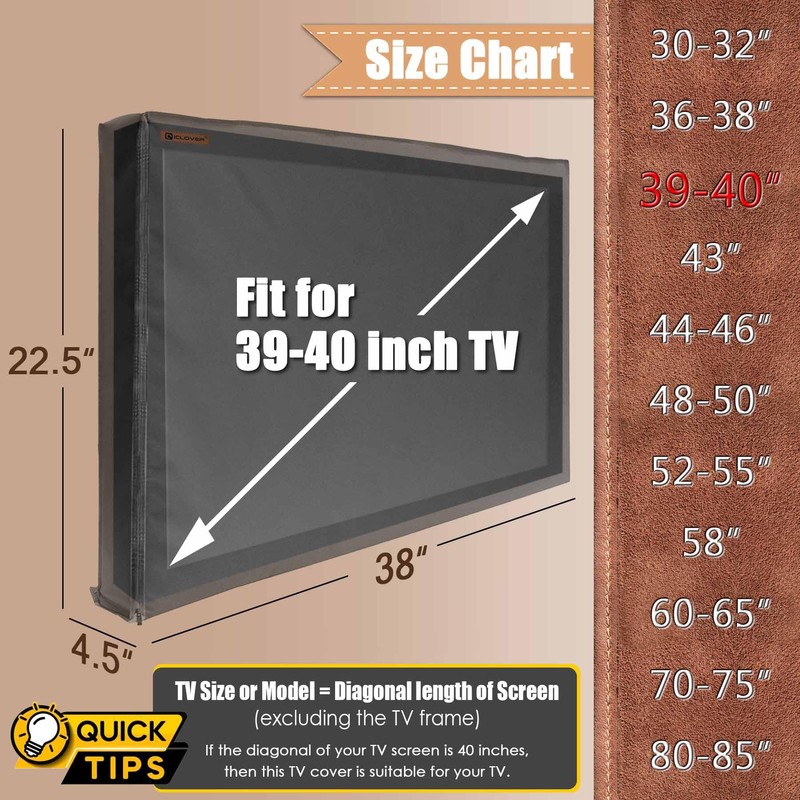 IC ICLOVER Outdoor TV Cover 40 Inch, 600D Heavy Duty