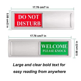 Pvieked Privacy Sign - Do Not Disturb/Welcome Please Knock, Silver Acrylic Door Sign, 7" x 2", Professional, Minimalist Style, Office, Conference Room, Restroom