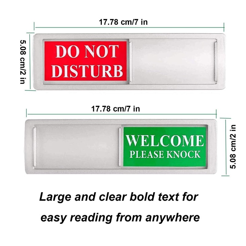 Pvieked Privacy Sign - Do Not Disturb/Welcome Please Knock, Silver