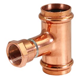 Supply Giant QQGU3435 Press Copper Female Outlet Reducing Tee, 1-1/2 in. X 1-1/2 in. P x 3/4 in. FPT- Small