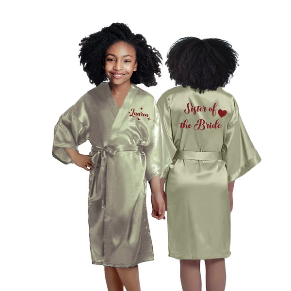 Personalized Girls Robes with Cute Symbol Design, Personalized Satin Robes,