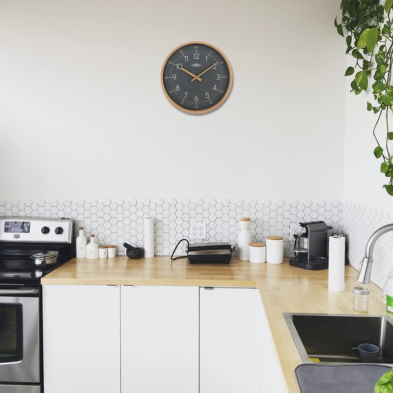 PRIM Grey Wooden Wall Clock Wall Clock Will Satisfy Everyone,