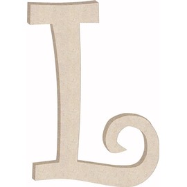 5 Inch Wooden Letters Curlz L Girl Font, Unfinished Small Wood Letter for Nursery Wall Decoration, Paintable Craft DIY