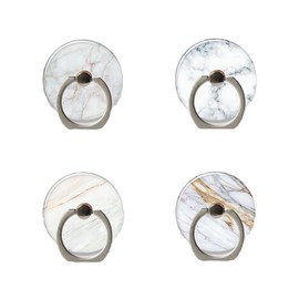 Cell Phone Ring Holder Stand, 360 Rotation 4-Pack Universal Smartphone Ring Grip Stand Compatible with Smartphones and Tablets Marble