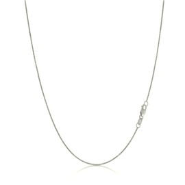 MONVAU 14K Real White Gold Box Link Chain 0.95mm Dainty White Gold Necklace For Women and Men with Lobster Clasp - 22"