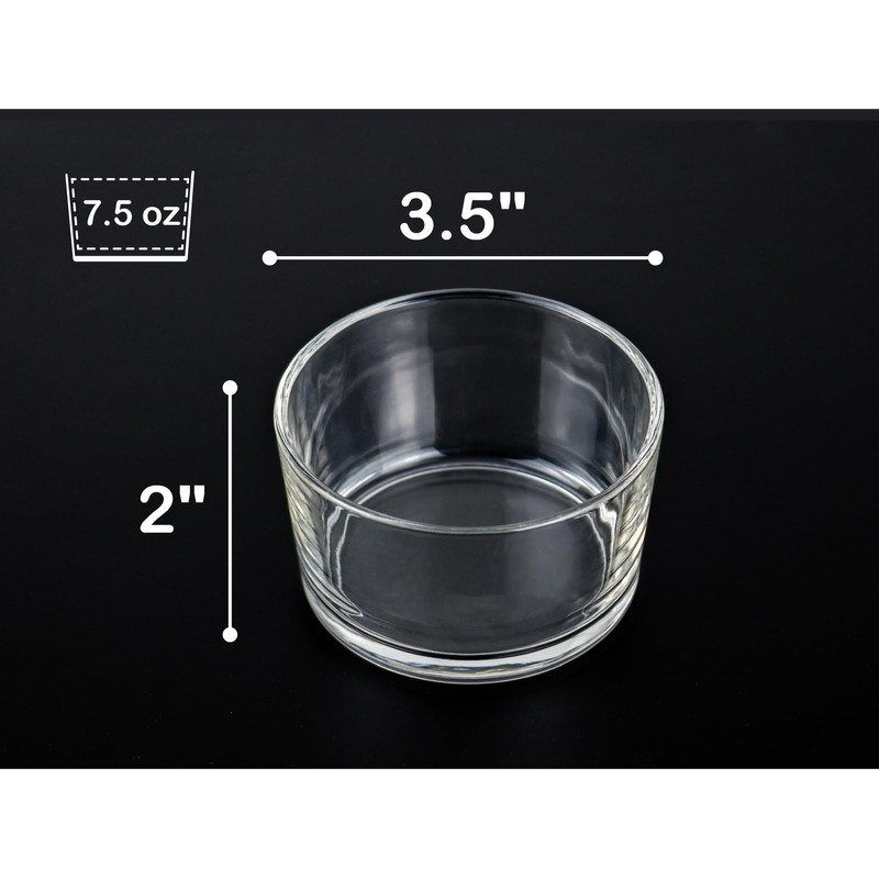 HillSpring Glass Small Bowls, 7.5oz, Set of 6, Clear Mini