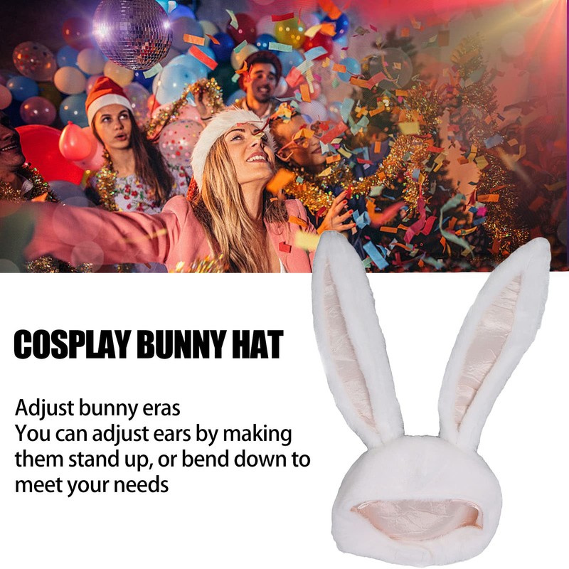 Sombrero de Orejas de Conejo, Capucha Ajustada Blanca, Sombrero de