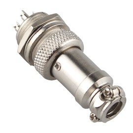 HALJIA 5pcs Silver Aviation Plug 4-Pin 16mm GX16-4 Metal Male Female Panel Connector Adapter