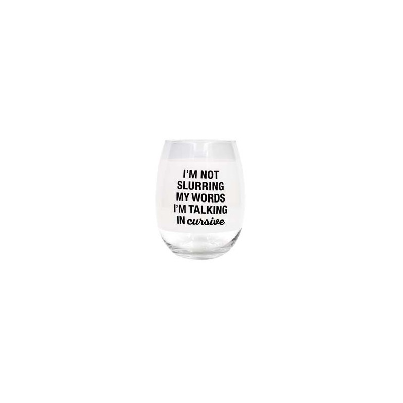 Say What?>OffTALKING IN CURSIVE WINE GLASS