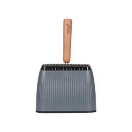 XBX Metal Cat Litter Scoop, Cat Scooper for Litter Box, Stainless Steel Litter Sifter, Comfortable Beech Wood Grip, Washable Stand for Box Cleaning