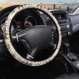 SISROW Cowboy Steering Wheel Cover Women Men Western Cowboy Horse Cactus Flower Beige Brown Car Accessories Steering Wheel Cover Universal 15 Inch Car Wheel Cover Steering Wheels Cover