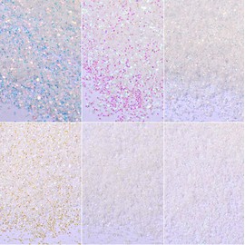 Mesiyun Nail Art White Mermaid Glitter Sequins Holographic Unicorn Sparkle Powder Dust 3D DIY Decorations 6Pots