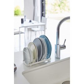 Yamazaki Industry 4747 Dish Stand, White, Approx. W 9.4 x D 3.9 x H 3.9 inches (24 x 10 x 10 cm), Plate, One-Handed, Dish Stand