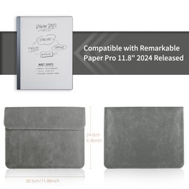 WALNEW Sleeve Case for Remarkable Paper Pro, Slim Protective Pouch Bag Case Cover with Pen Holder for Remarkable Paper Pro Color Tablet 11.8’’ 2024 Released,Gray