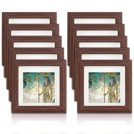 INTERWARM 10Pcs Wooden Square Photo Frame for Tabletop & Wall Mount, Brown