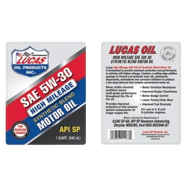 Lucas Oil Synthetic Blend High Mileage SAE 5w-30 Motor Oil_ API SP 1 Quart (Pack of 1)