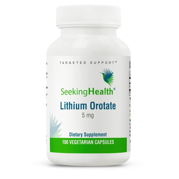 Seeking Health Lithium Orotate, 5 mg Lithium Supplement, Healthy Mood and Memory Support, Healthy Nervous System Function Support, Vegetarian (100 Capsules)*