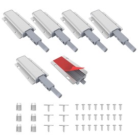 Mskilrh 6 Pack Push to Open Cabinet Hardware, Touch Latches for Cabinet Doors, Magnetic Cabinets Latch, Magnetic Push Latches for Cabinets to Open Latch，Silver