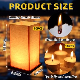 FuHigh 10Pack Wooden Floating Paper Lanterns with Candle Lights,DIY Letters Tangled Lanterns Decorative Outdoor Candle Lantern for Wedding,Pool,Birthday Party,Whishing (10 Lanterns with Candles)