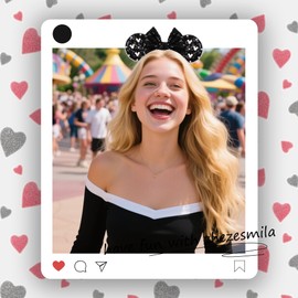 zhezesmila Shiny Mouse Ears Headband for Women Girls with Sequin Bow Cute Mouse Ears Hairband for Party Decorations Costume & Trip