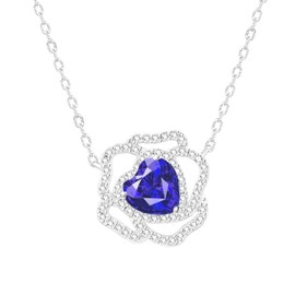 KIMIEVOL Women's Necklace, 12 Months, Birthstone, Rose Motif, Platinum Plated, Silver, 925 Jewelry, Accessory, Birthday, White Day, Mother's Day, Christmas Gift, Gift Wrapping Included, Sterling