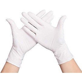 Herrmann 200 x Disposable Gloves, White, L, Disposable Gloves, 200 Pieces/Box, Powder-Free Rubber Gloves, Latex-Free Nitrile Gloves in S, M, L, XL, Cleaning Gloves, Cooking / Kitchen Gloves