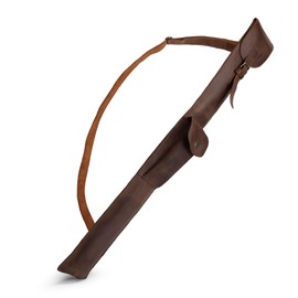 Hide & Drink, Rustic Billiard/Pool Cue Flat Case, Stick Carrying Bag with Adjustable Strap, Full Grain Leather, Handmade, Bourbon Brown