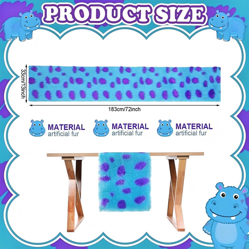 1 Pcs Monster Party Table Runner Furry Monster Design Runner