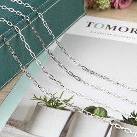 UMAOKANG 32.8 Feet Silver Stainless Steel Link Cable Chain Paperclip Oval Necklace Chains Bulk with Jump Rings Lobster Clasps Extender Chain for DIY Jewelry Making