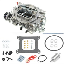 HLUCHY Carburetor For Edelbrock 1906 AVS2 Series 650 CFM 4 Barrel Square Bore with Electric Choke Satin Finish Annular Booster Carb