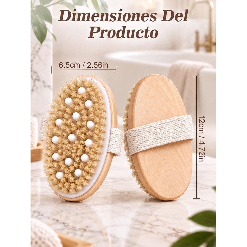 Cepillo corporal exfoliante de cerdas naturales KQQKDYIR – set 2