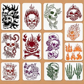 13Pcs Halloween Stencils, Skull Stencils for Halloween Decor